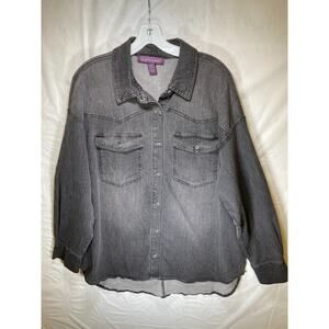Gloria Vanderbilt Amanda Denim Long Sleeve Shirt. Size Large Black